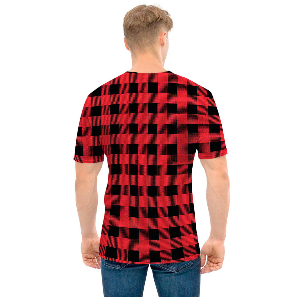 Red And Black Buffalo Plaid Print Men's T-Shirt
