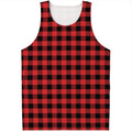 Red And Black Buffalo Plaid Print Men's Tank Top