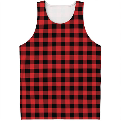 Red And Black Buffalo Plaid Print Men's Tank Top