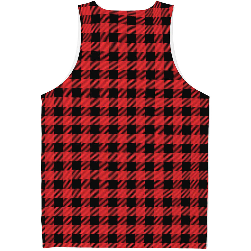 Red And Black Buffalo Plaid Print Men's Tank Top