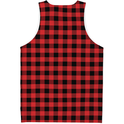 Red And Black Buffalo Plaid Print Men's Tank Top