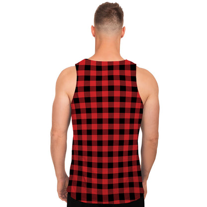 Red And Black Buffalo Plaid Print Men's Tank Top