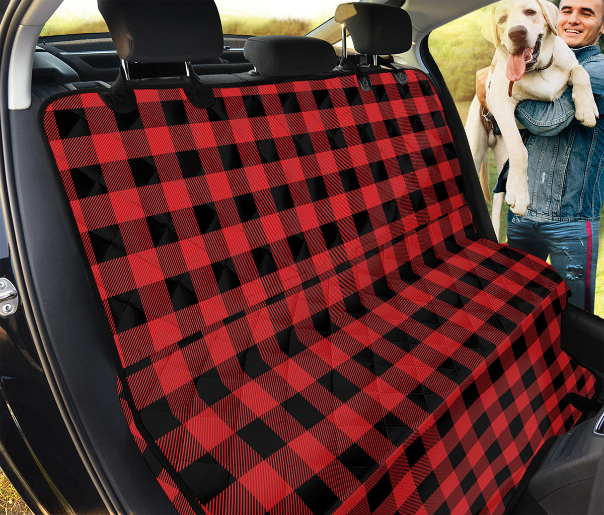 Red And Black Buffalo Plaid Print Pet Car Back Seat Cover
