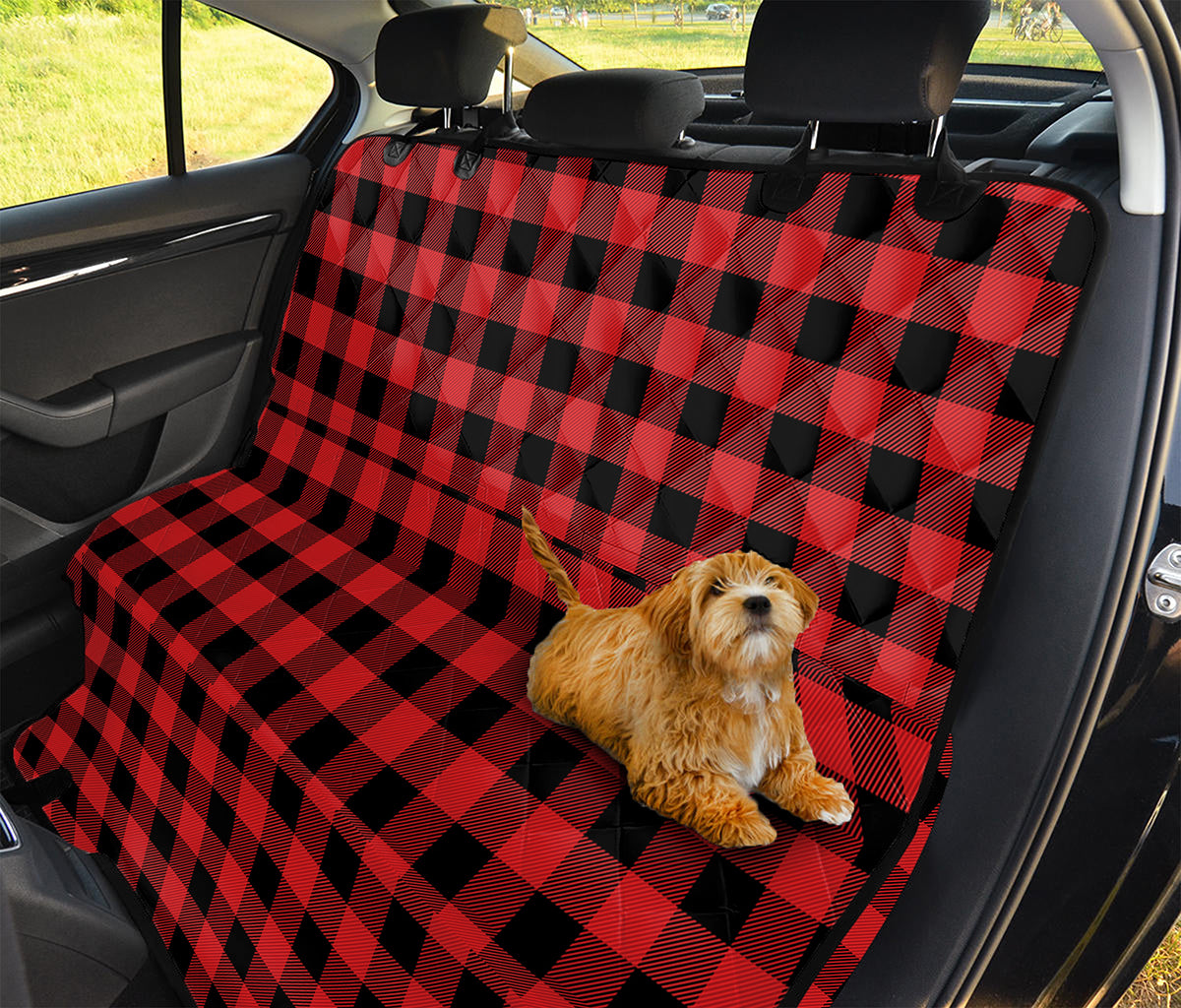 Red And Black Buffalo Plaid Print Pet Car Back Seat Cover