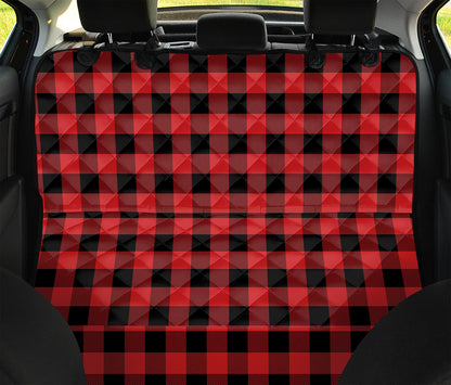 Red And Black Buffalo Plaid Print Pet Car Back Seat Cover