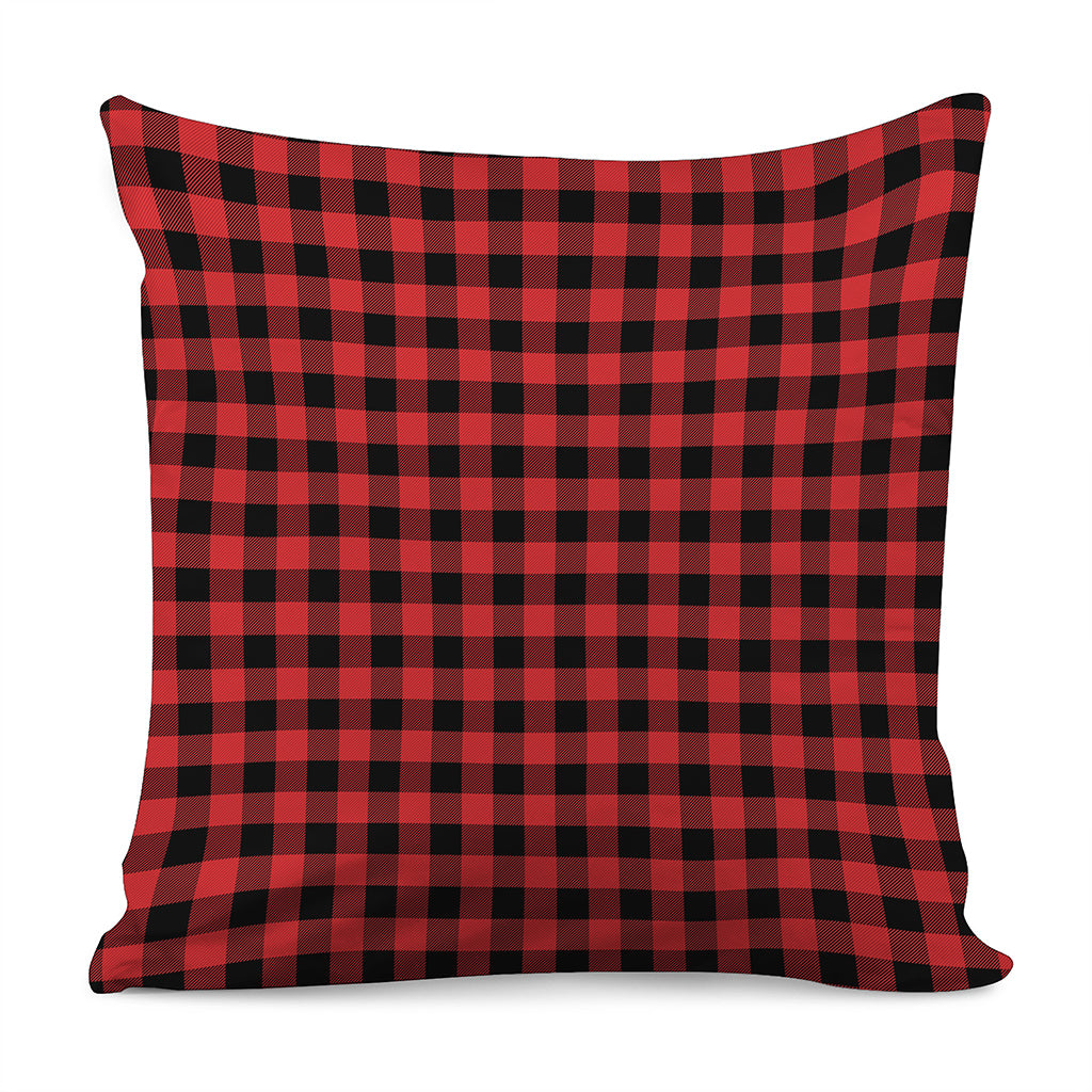 Red And Black Buffalo Plaid Print Pillow Cover