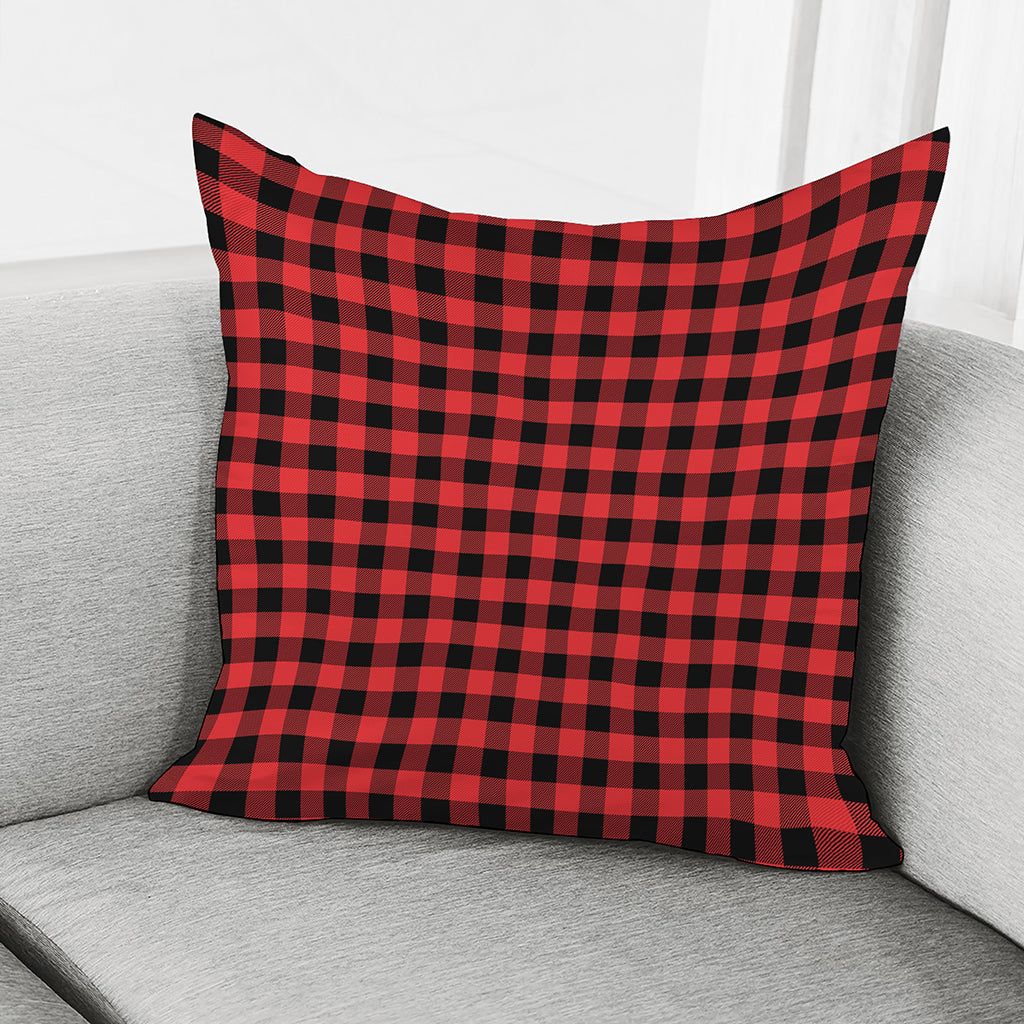 Red And Black Buffalo Plaid Print Pillow Cover