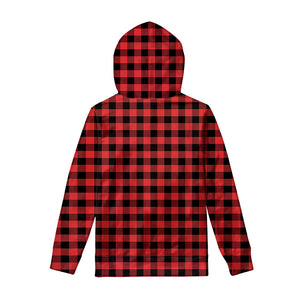 Red And Black Buffalo Plaid Print Pullover Hoodie