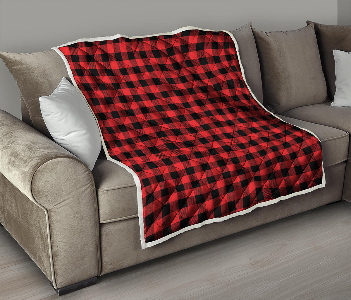 Red And Black Buffalo Plaid Print Quilt
