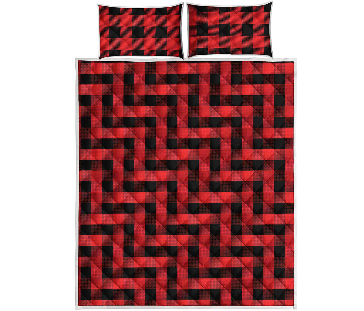 Red And Black Buffalo Plaid Print Quilt Bed Set