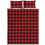 Red And Black Buffalo Plaid Print Quilt Bed Set