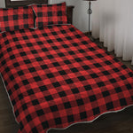 Red And Black Buffalo Plaid Print Quilt Bed Set