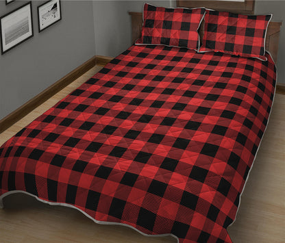 Red And Black Buffalo Plaid Print Quilt Bed Set