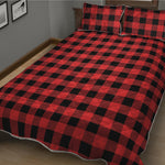 Red And Black Buffalo Plaid Print Quilt Bed Set