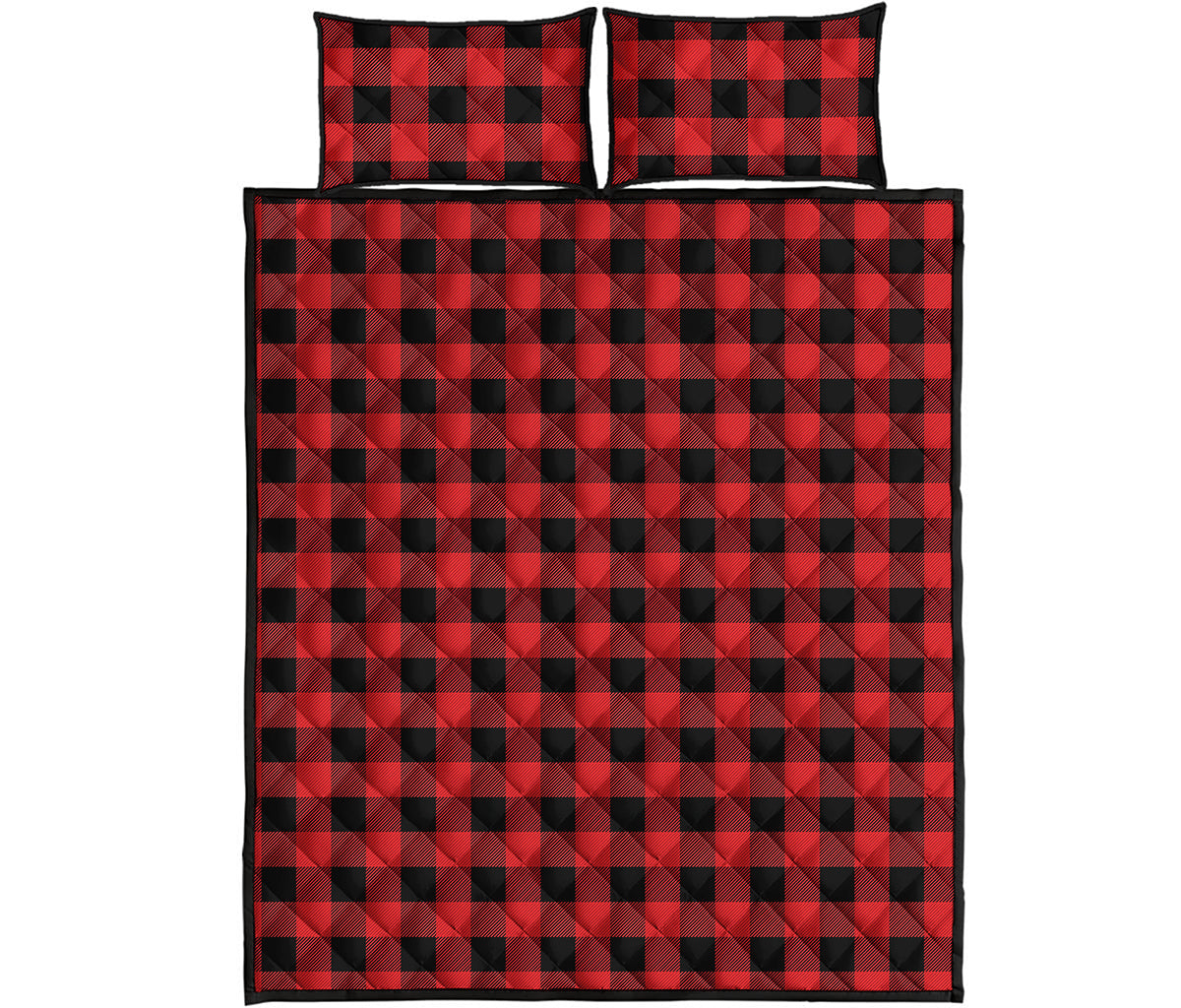 Red And Black Buffalo Plaid Print Quilt Bed Set