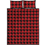Red And Black Buffalo Plaid Print Quilt Bed Set