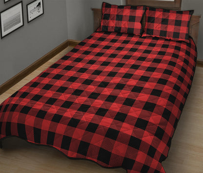 Red And Black Buffalo Plaid Print Quilt Bed Set