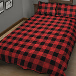Red And Black Buffalo Plaid Print Quilt Bed Set