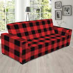 Red And Black Buffalo Plaid Print Sofa Slipcover