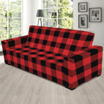 Red And Black Buffalo Plaid Print Sofa Slipcover