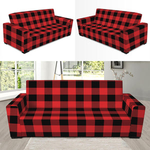 Red And Black Buffalo Plaid Print Sofa Slipcover