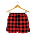 Red And Black Buffalo Plaid Print Women's Shorts