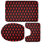Red And Black Bull Skull Pattern Print 3 Piece Bath Mat Set