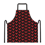 Red And Black Bull Skull Pattern Print Apron