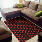 Red And Black Bull Skull Pattern Print Area Rug