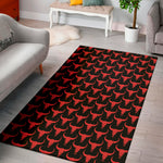 Red And Black Bull Skull Pattern Print Area Rug