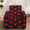 Red And Black Bull Skull Pattern Print Armchair Slipcover