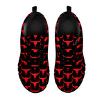 Red And Black Bull Skull Pattern Print Black Sneakers