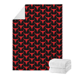Red And Black Bull Skull Pattern Print Blanket