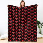 Red And Black Bull Skull Pattern Print Blanket