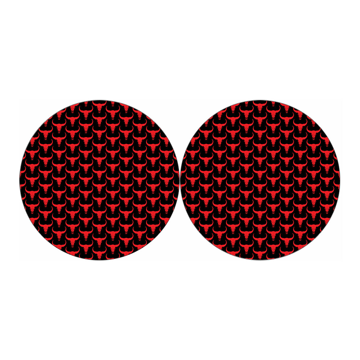 Red And Black Bull Skull Pattern Print Car Coasters