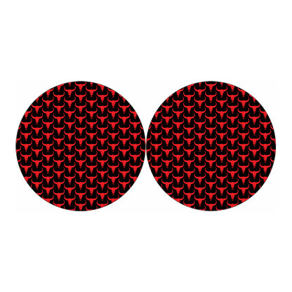 Red And Black Bull Skull Pattern Print Car Coasters