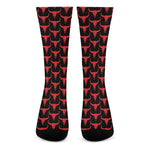 Red And Black Bull Skull Pattern Print Crew Socks