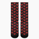 Red And Black Bull Skull Pattern Print Crew Socks