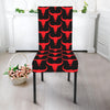 Red And Black Bull Skull Pattern Print Dining Chair Slipcover