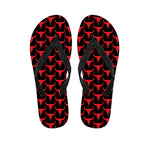 Red And Black Bull Skull Pattern Print Flip Flops