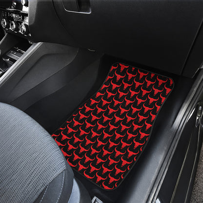 Red And Black Bull Skull Pattern Print Front Car Floor Mats