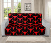 Red And Black Bull Skull Pattern Print Futon Protector