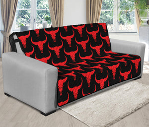 Red And Black Bull Skull Pattern Print Futon Protector