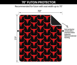 Red And Black Bull Skull Pattern Print Futon Protector