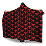 Red And Black Bull Skull Pattern Print Hooded Blanket