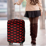 Red And Black Bull Skull Pattern Print Luggage Cover
