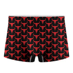 Red And Black Bull Skull Pattern Print Men's Boxer Briefs