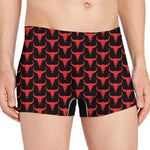 Red And Black Bull Skull Pattern Print Men's Boxer Briefs