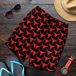 Red And Black Bull Skull Pattern Print Men's Shorts