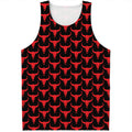 Red And Black Bull Skull Pattern Print Men's Tank Top